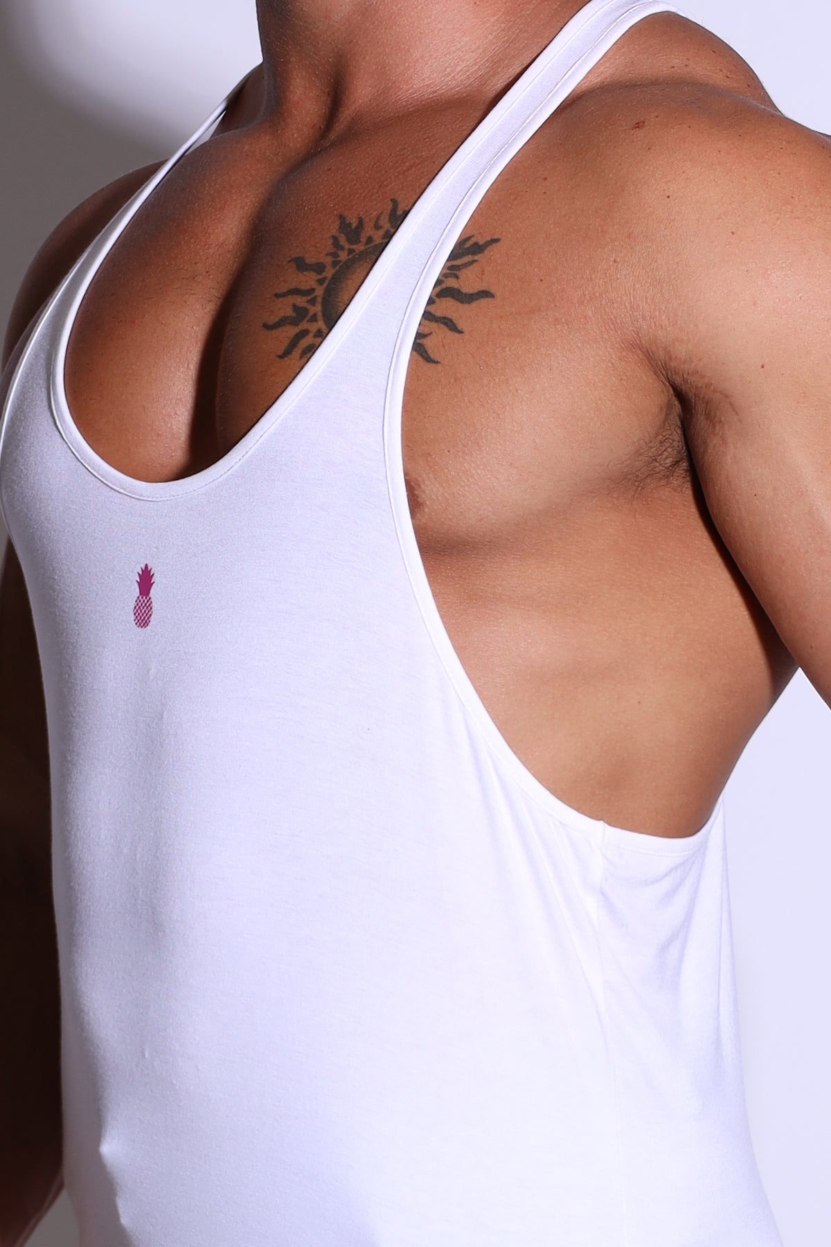 Men's Muscle Stringer - White Salt