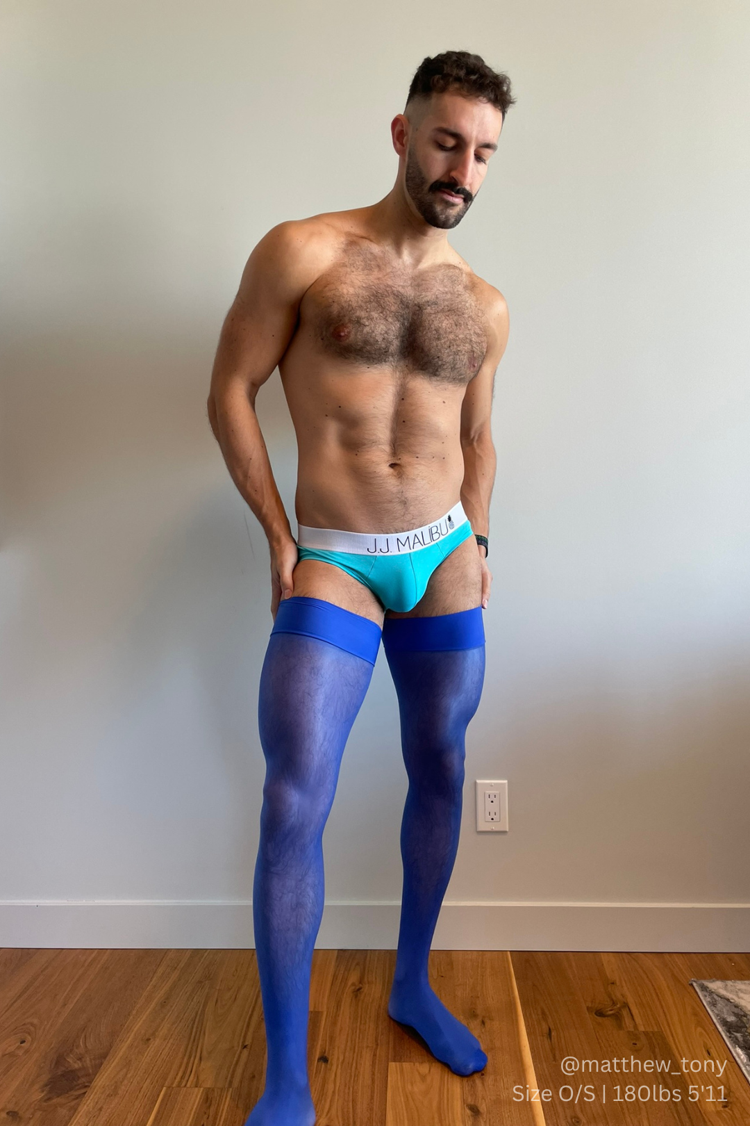 Allure Roll-Up Stockings - Neon Blue