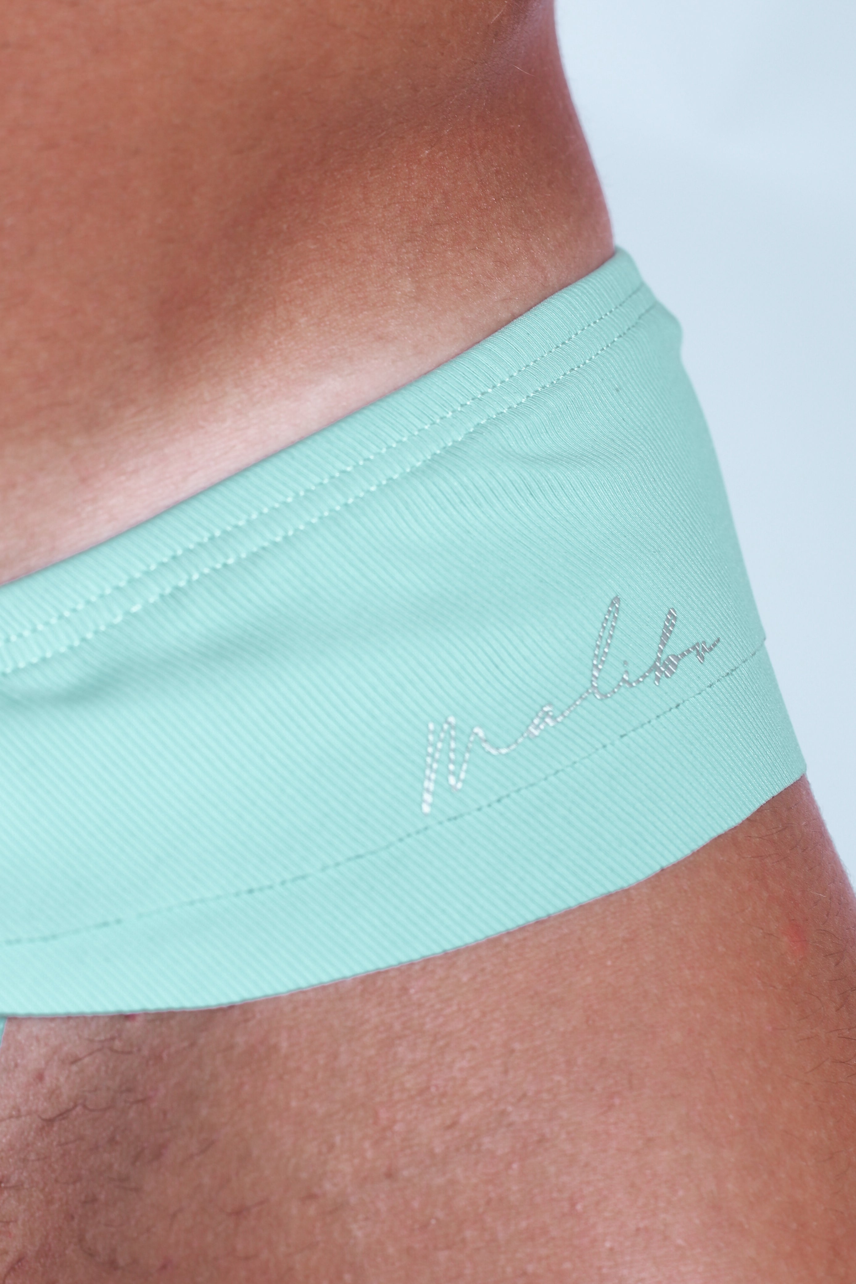 Flutter Ruffle-Trim Athletic Thong - Light Cyan