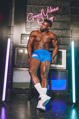 Can't-Tame-Him Mesh 4" Short Shorts - Blue - JJ Malibu 