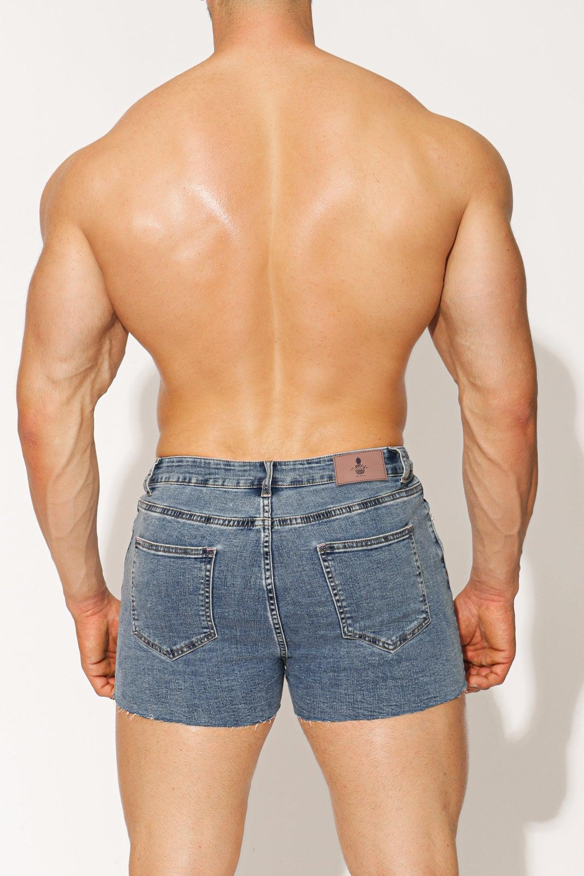 Rockstar Raw Cut 2.5" Denim Short Shorts - Washed Blue - JJ Malibu 