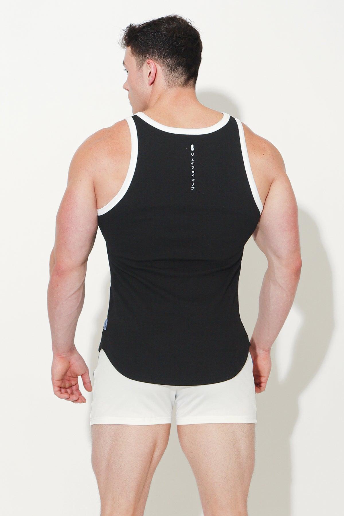 Muscle Fit Ribbed Tank - Malibu Black - JJ Malibu 