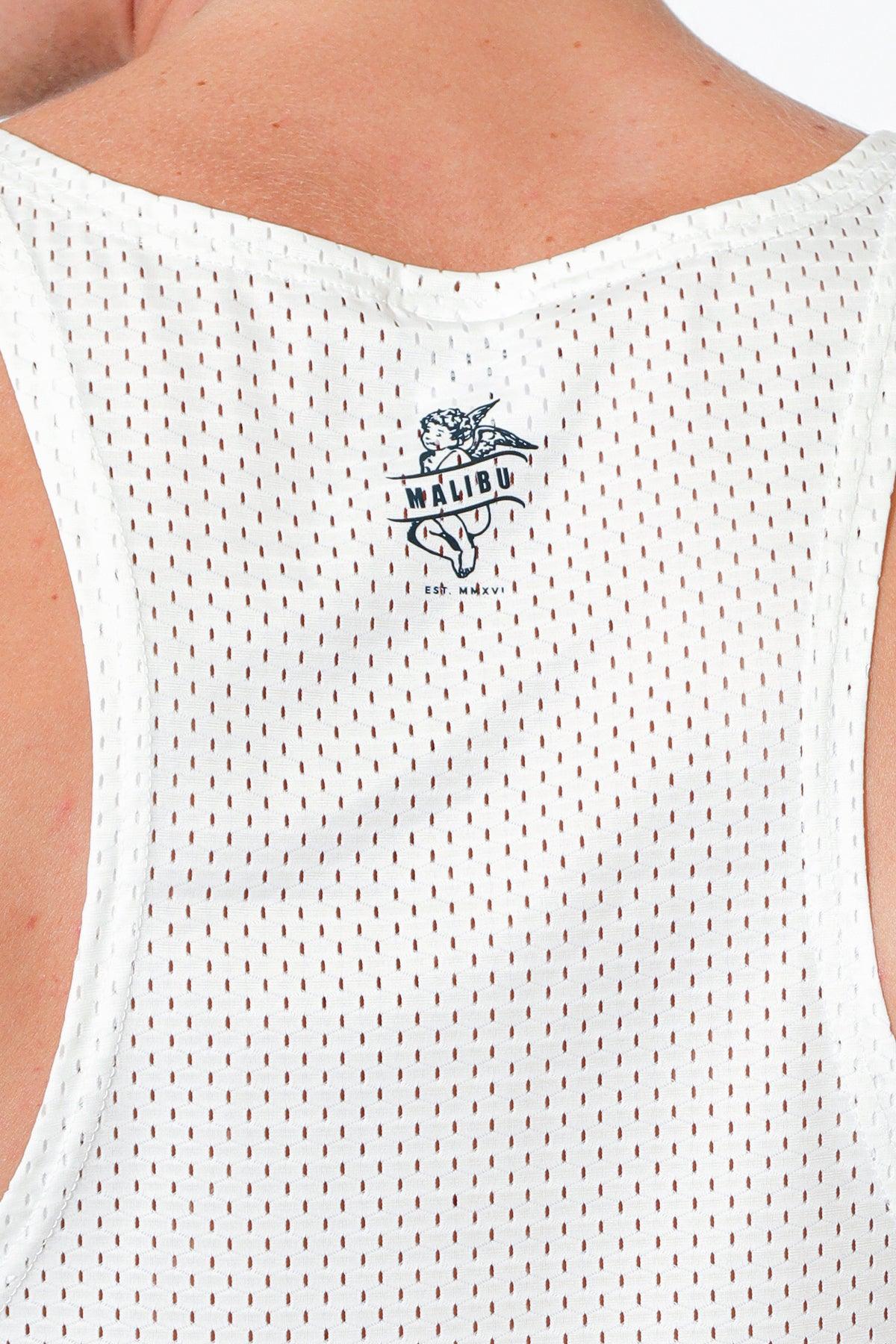 Come Through Mesh Tank Top - White w/ Angel Design - JJ Malibu 