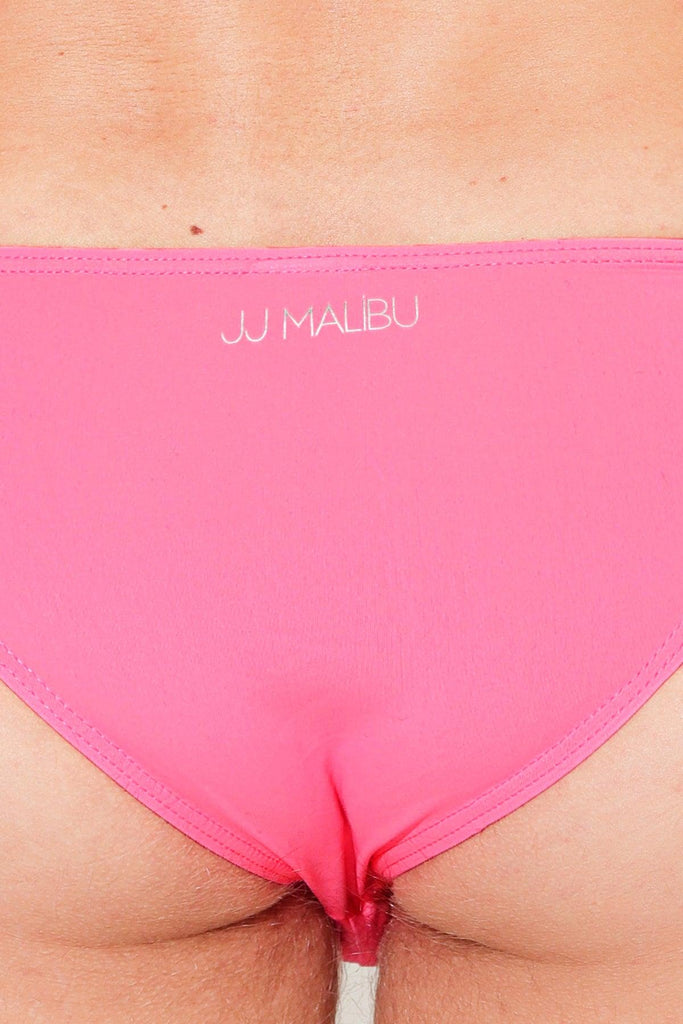 Renaissance Ultra Low Swim Briefs - Neon Pink w/ White Buckle - JJ Malibu 