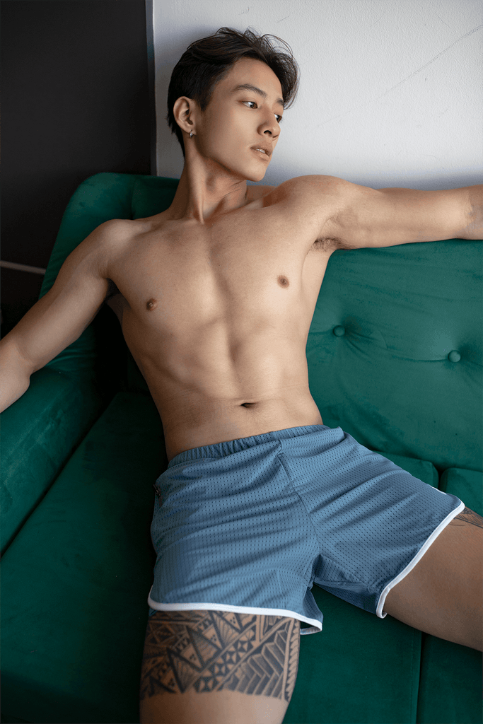 Work-It-Out Perforated 4" Short Shorts - Artic Blue - JJ Malibu 