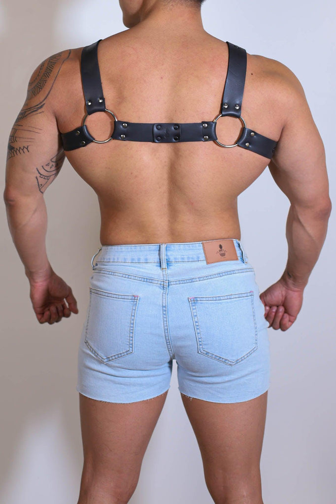 X-Marks-the-Spot Vegan Leather Zip Harness - White & Black - JJ Malibu 