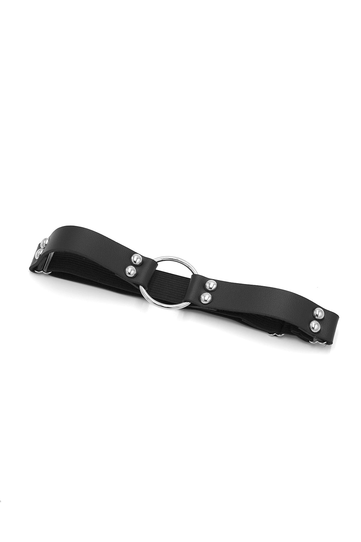 Vegan Leather Ring Leg Band - Black