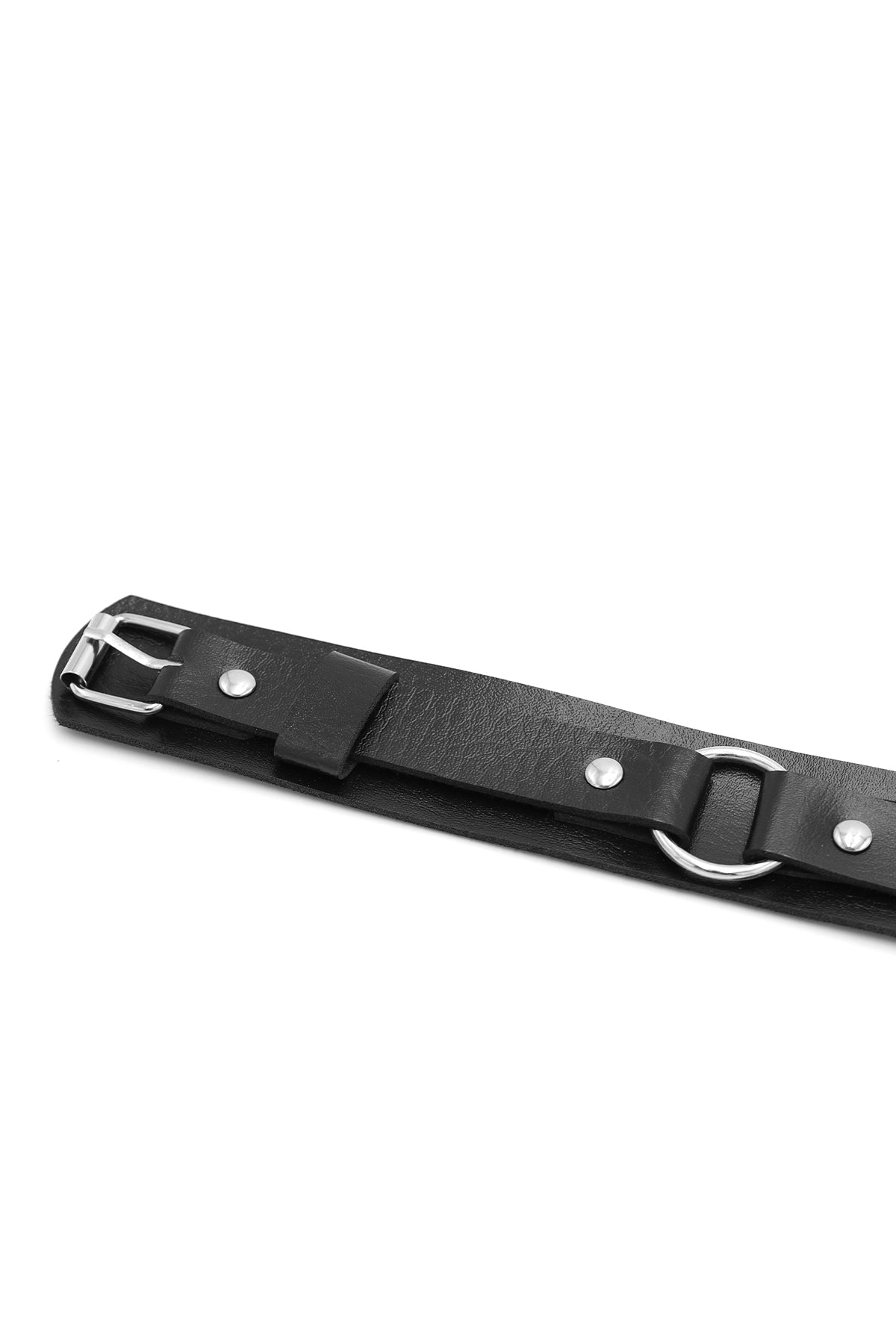 Vegan Leather Arm Band with Buckle - Black