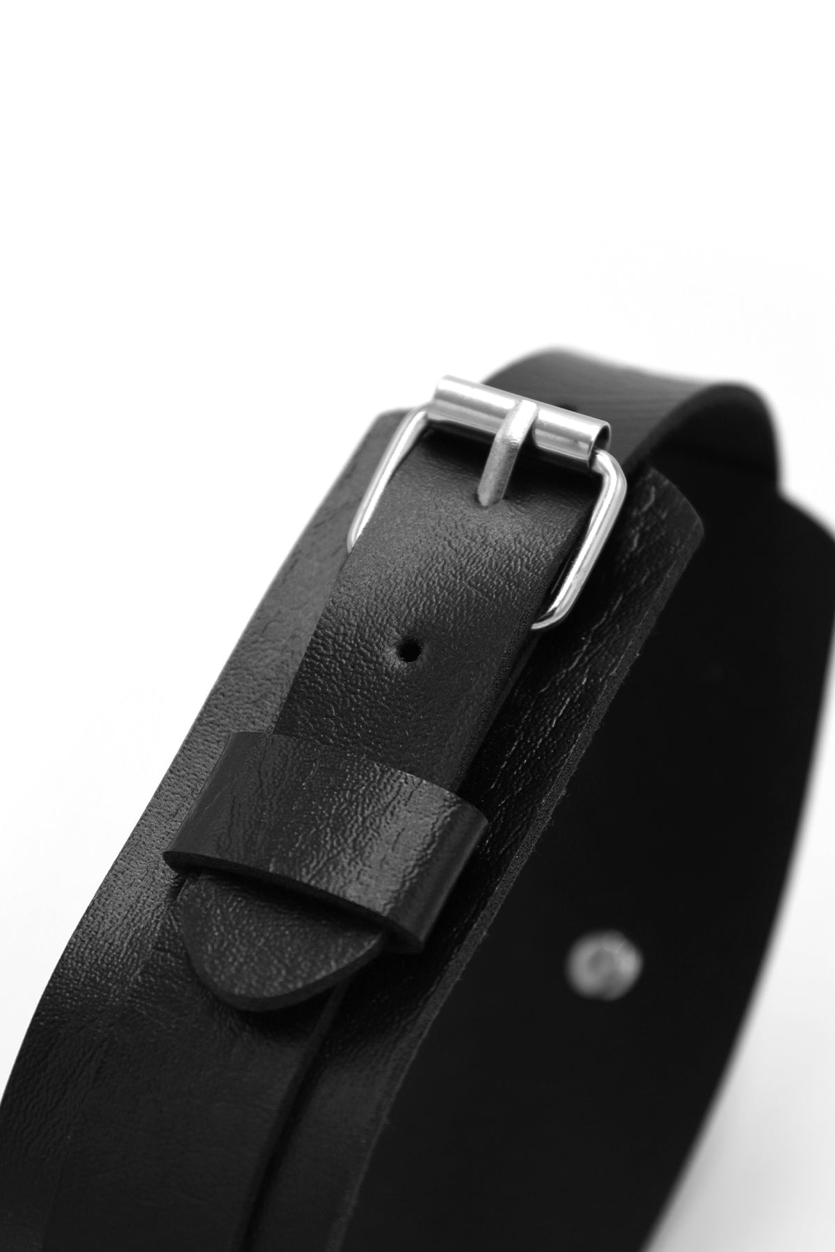 Vegan Leather Arm Band with Buckle - Black