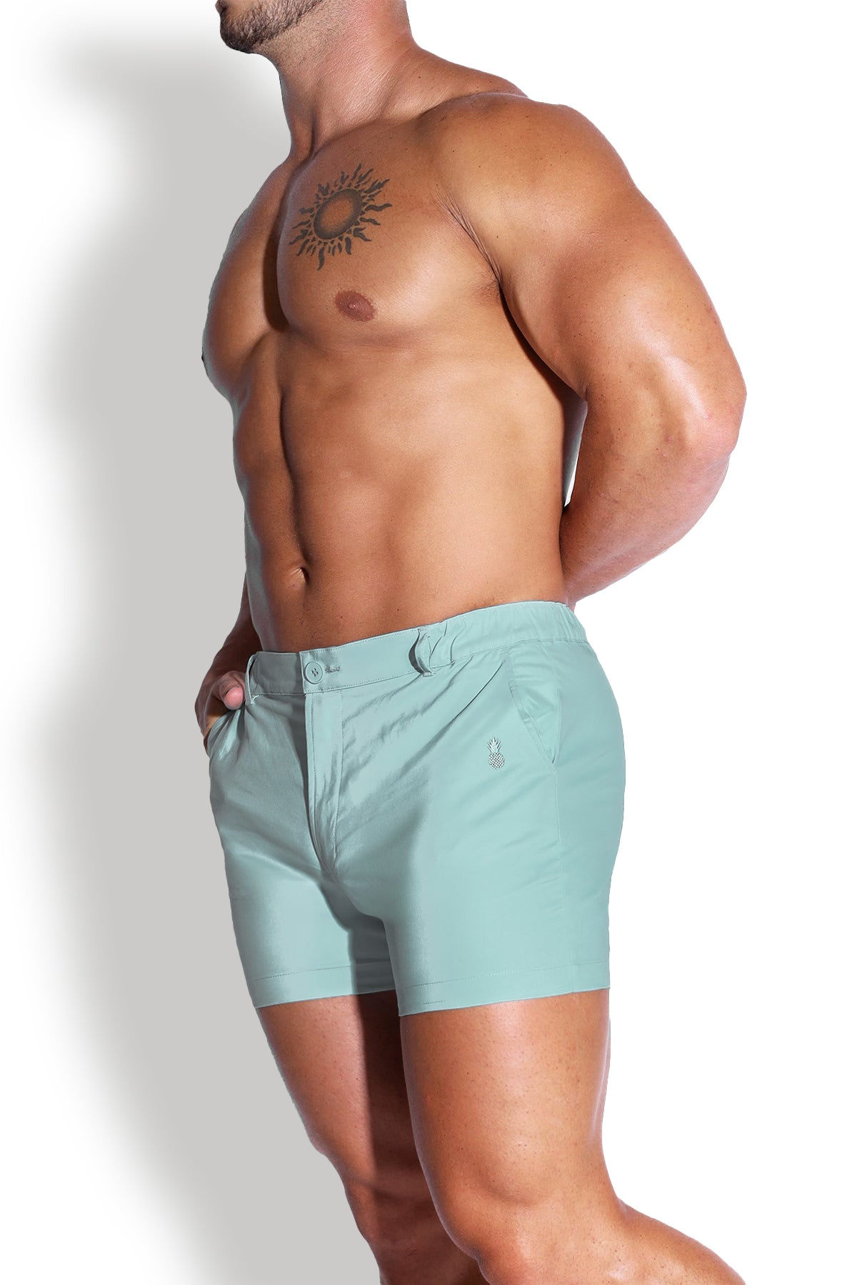 Muscle-fit Men's 4'' Stretchy Chino Shorts - Light Green