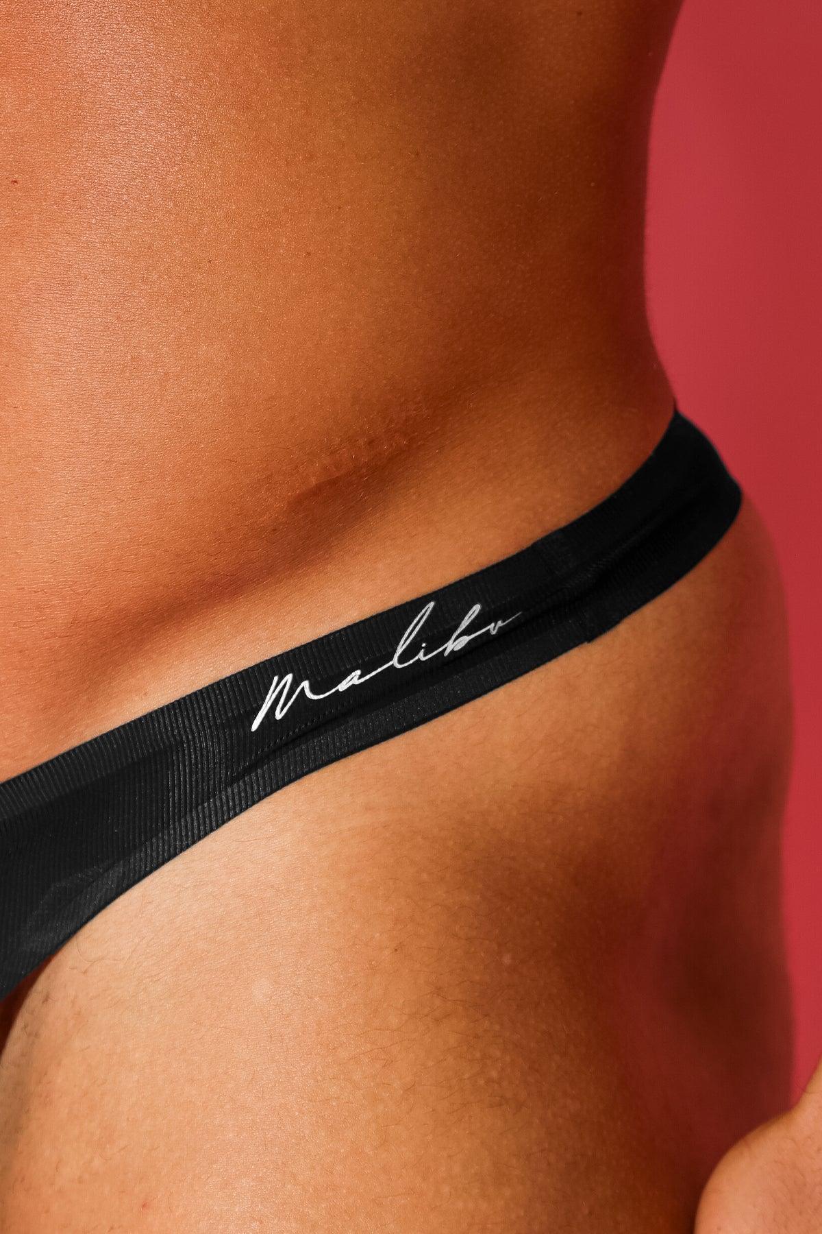 Flawless Feel Seamless Thong with Mesh Cutout - Midnight Black - JJ Malibu 