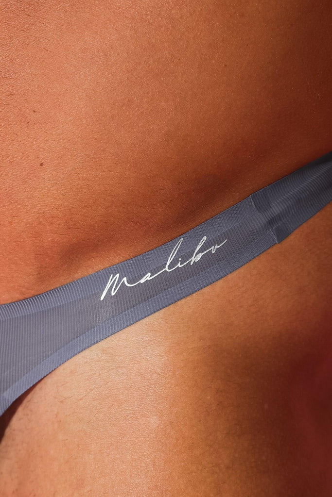 Flawless Feel Seamless Thong with Mesh Cutout - Steel Grey - JJ Malibu 