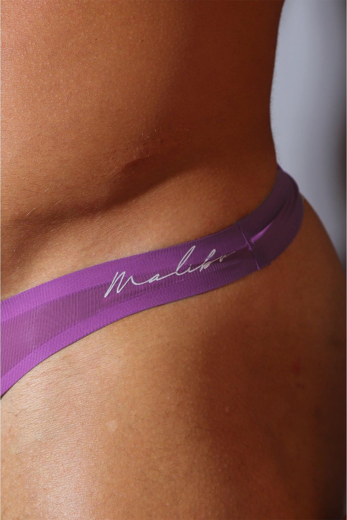 Flawless Feel Seamless Thong with Mesh Cutout - Royal Purple - JJ Malibu 