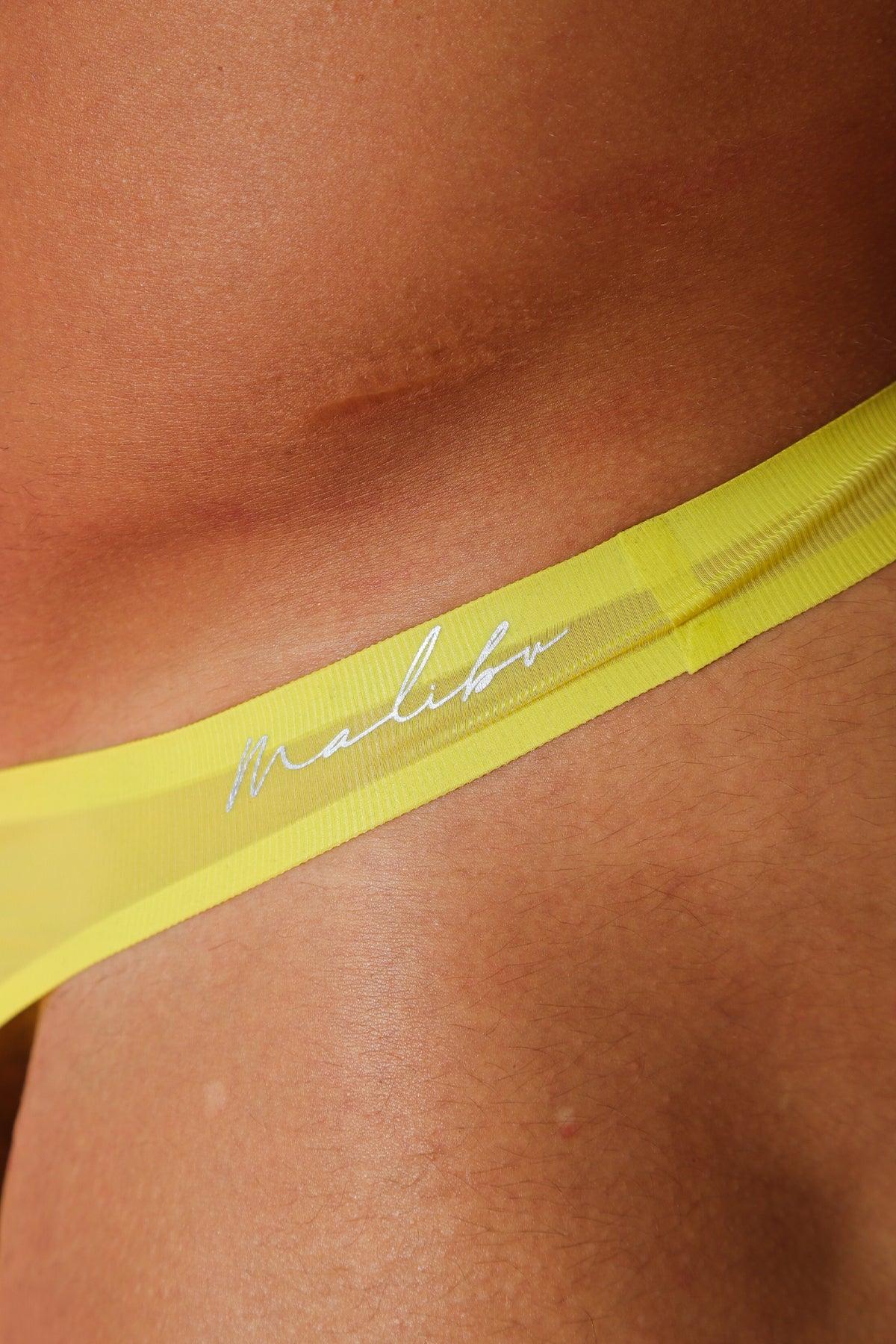 Flawless Feel Seamless Thong with Mesh Cutout - Pineapple Yellow - JJ Malibu 