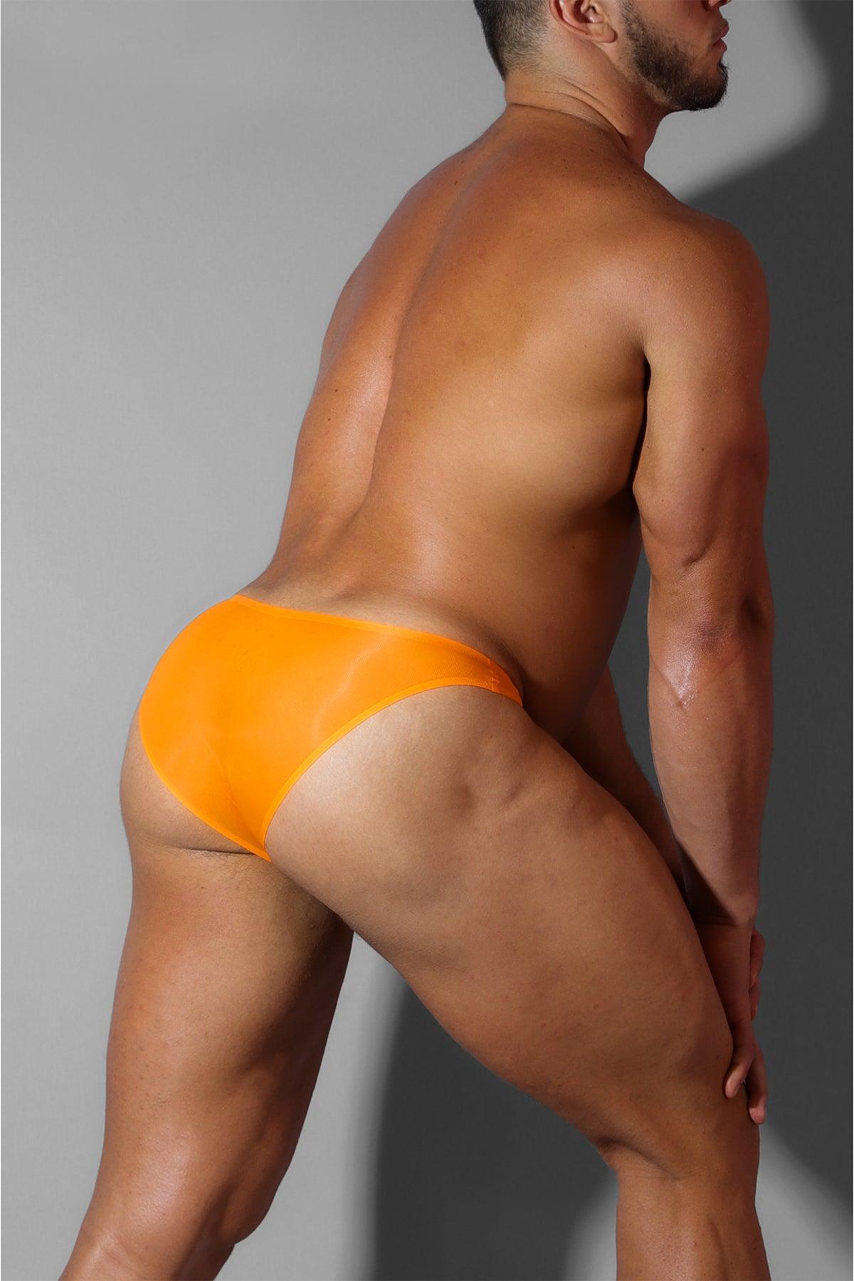 Flawless Feel Seamless Briefs with Mesh Cutout - Amber Orange - JJ Malibu 