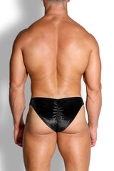 Velvety Scrunch-Butt Bikini Briefs - Onyx Black