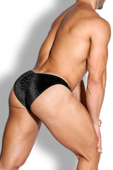 Velvety Scrunch-Butt Bikini Briefs - Onyx Black