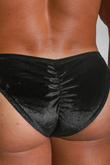 Velvety Scrunch-Butt Bikini Briefs - Onyx Black