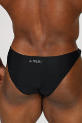 Bejeweled Metal Accent Swim Briefs - Black Onyx