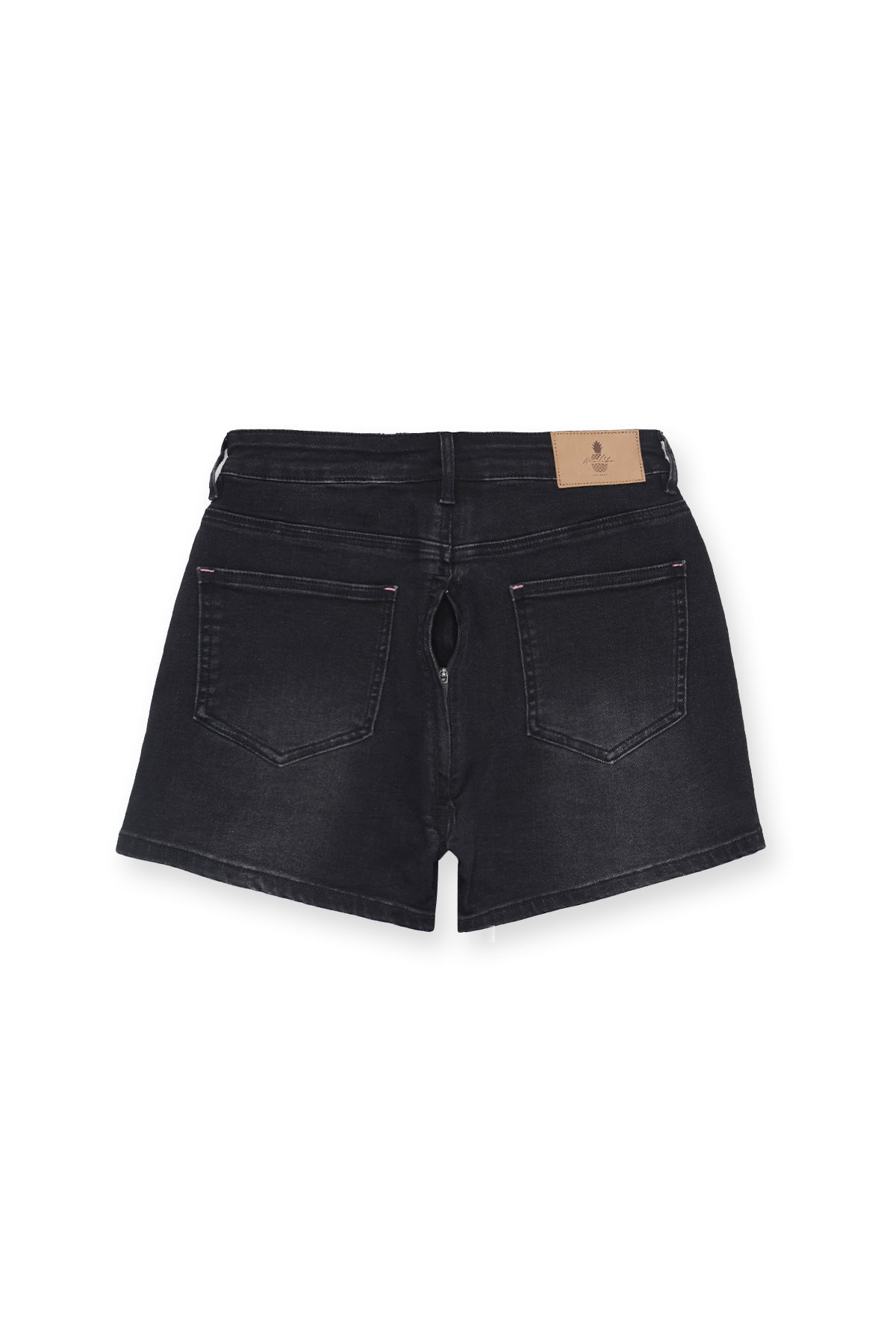 Peek-A-Boo Denim Shorts - Black