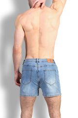 Peek-A-Boo Denim Shorts - Dark Blue