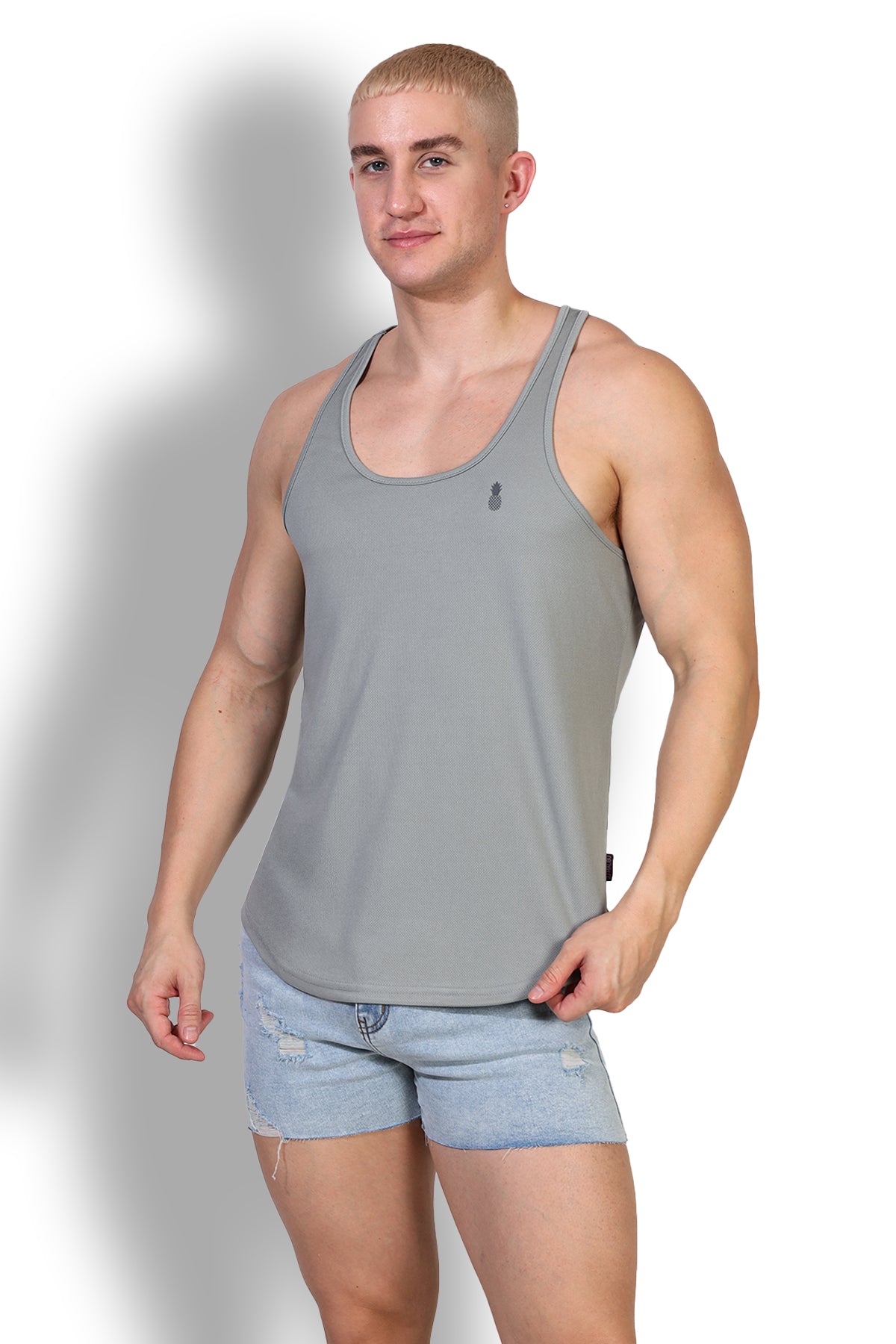 JJ Cool-Dry Gym Stringer - Light Grey