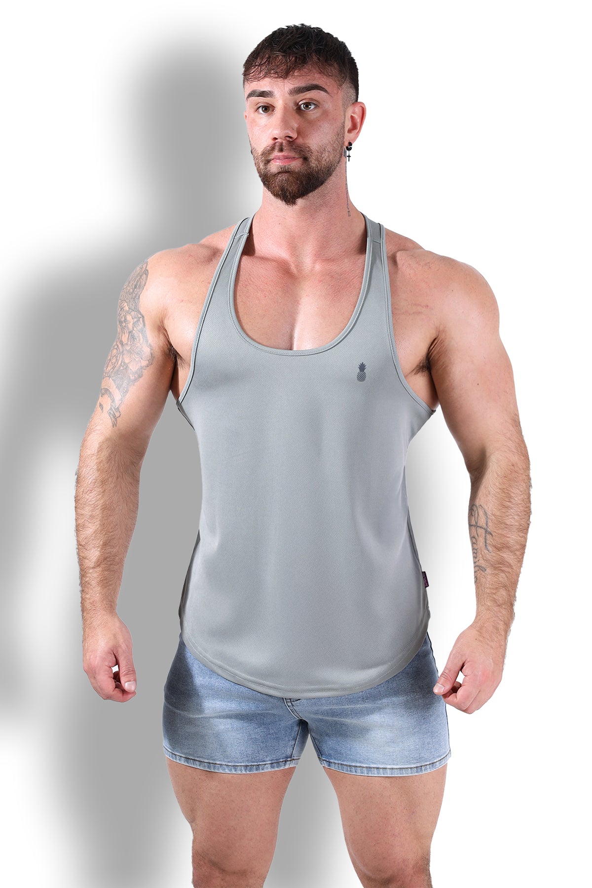 JJ Cool-Dry Gym Stringer - Light Grey