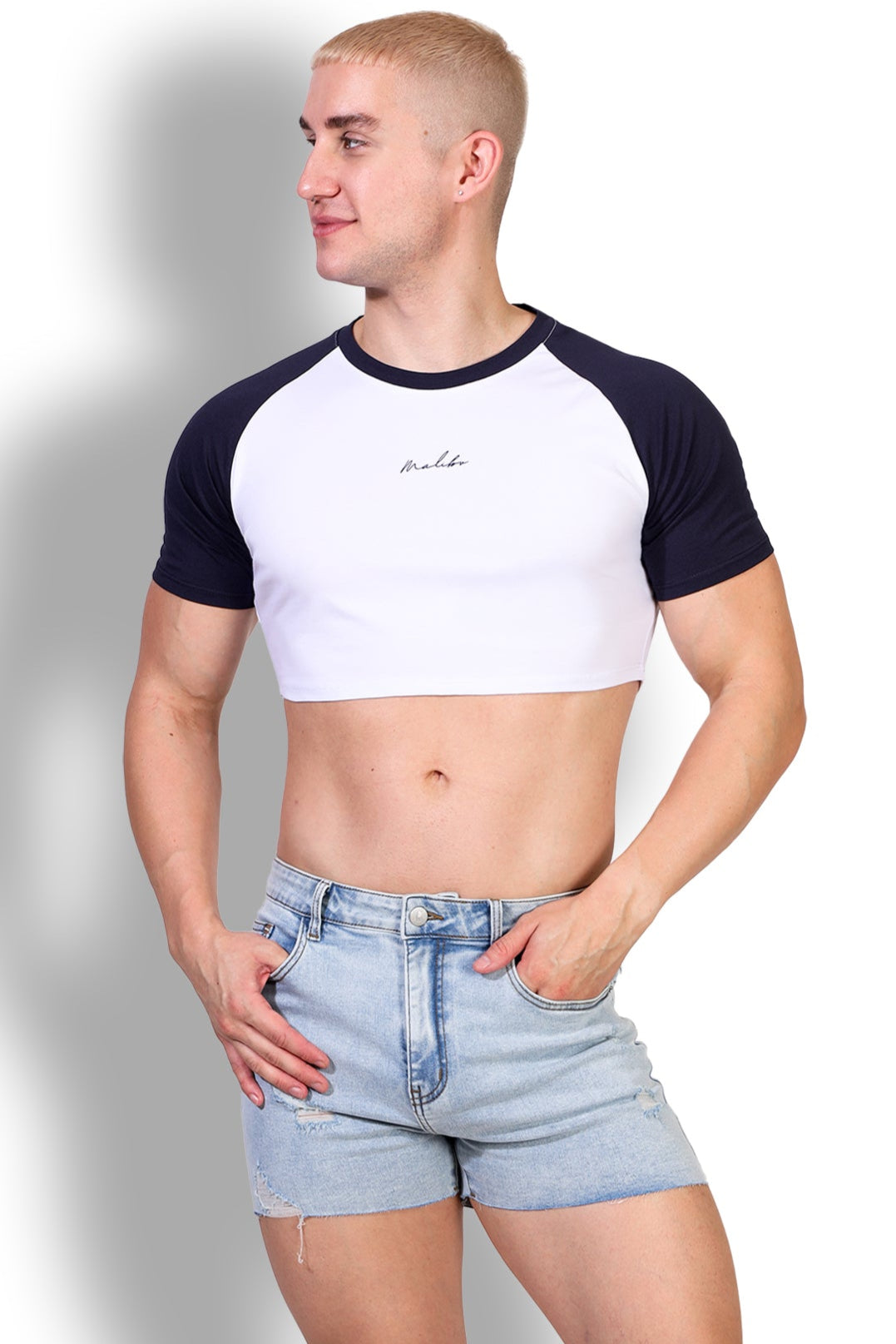 Muscle-Fit Crop Tee - Malibu Script