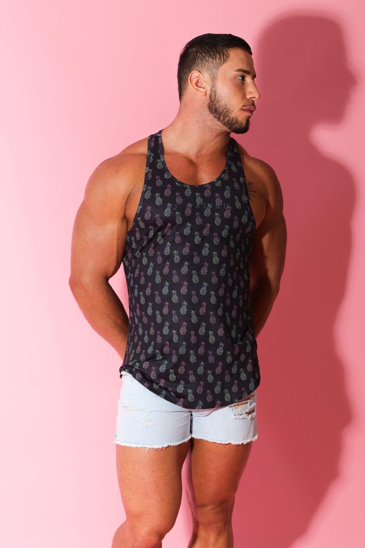 Feel-Me Scoop Bottom Tank - Pineapple Print - JJ Malibu 