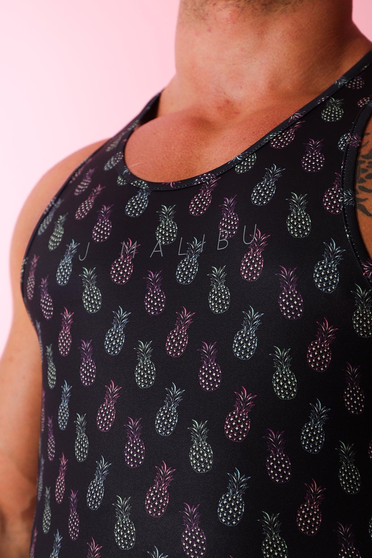 Feel-Me Scoop Bottom Tank - Pineapple Print - JJ Malibu 