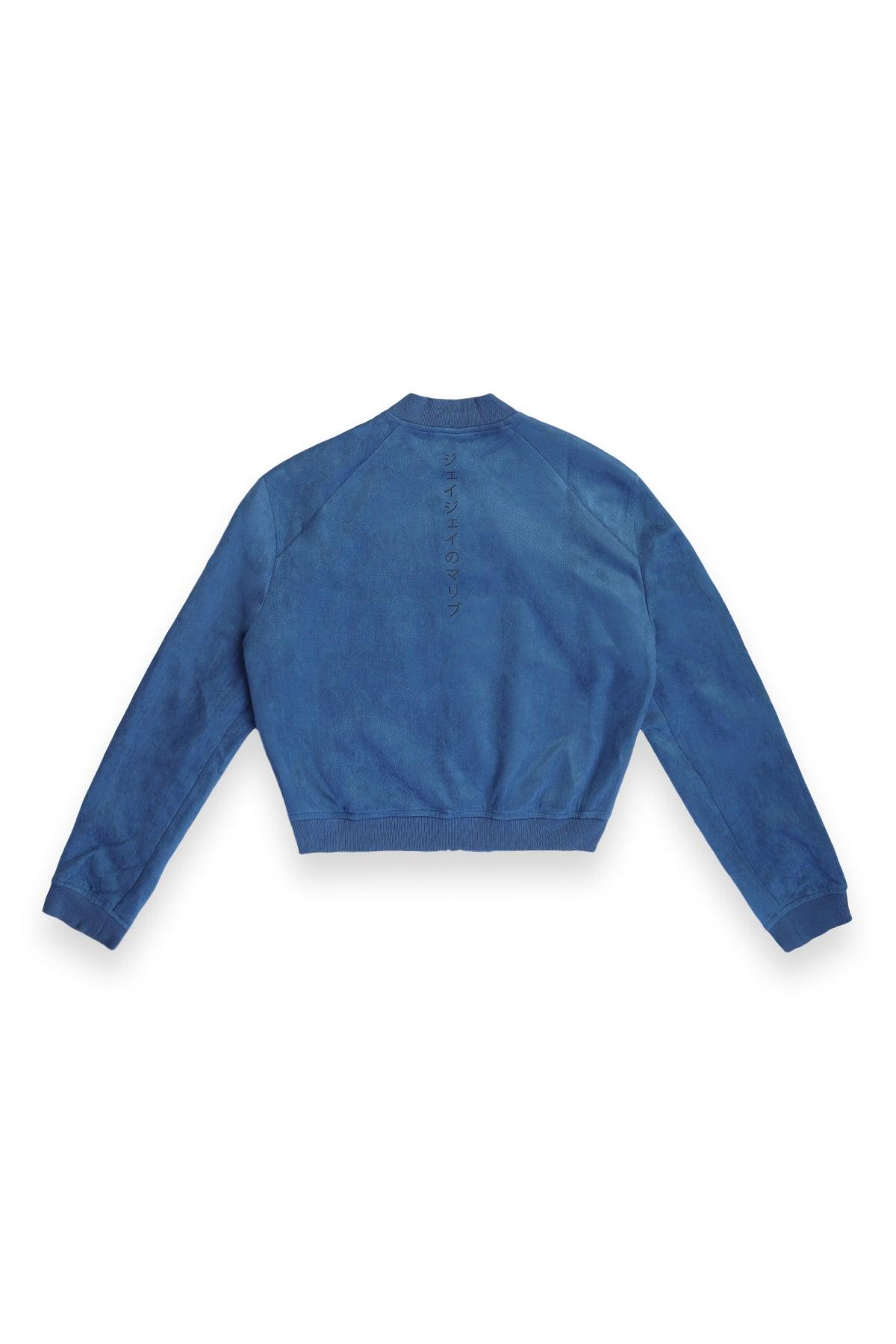 Cropped Suede Bomber Jacket - Navy - JJ Malibu 