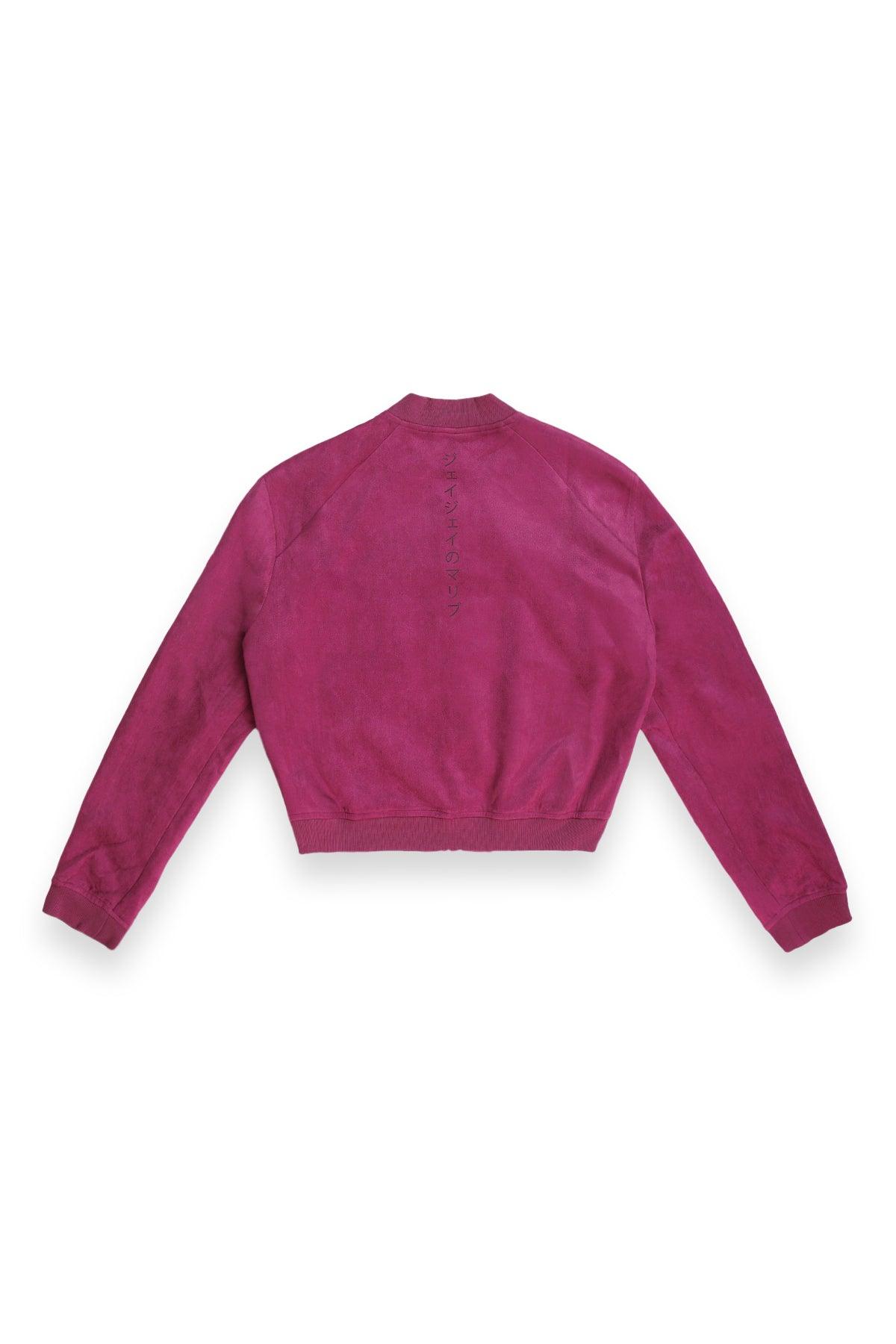 Cropped Suede Bomber Jacket - Magenta - JJ Malibu 