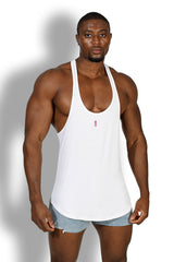 Men's Muscle Stringer - White Salt