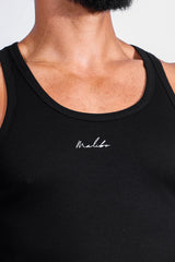 Dreamy Muscle Fit Ribbed Cropped Tank - Midnight Black