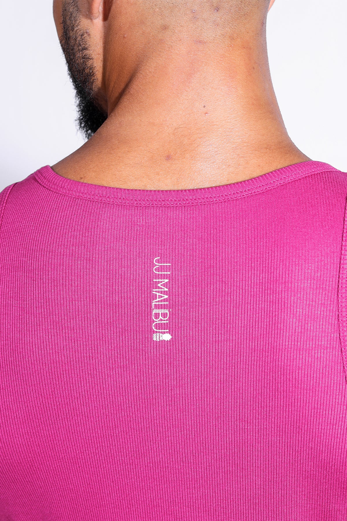 Dreamy Muscle Fit Ribbed Cropped Tank - Dark Pink