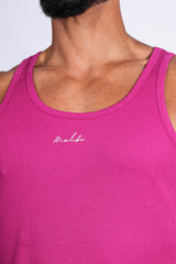 Dreamy Muscle Fit Ribbed Cropped Tank - Dark Pink