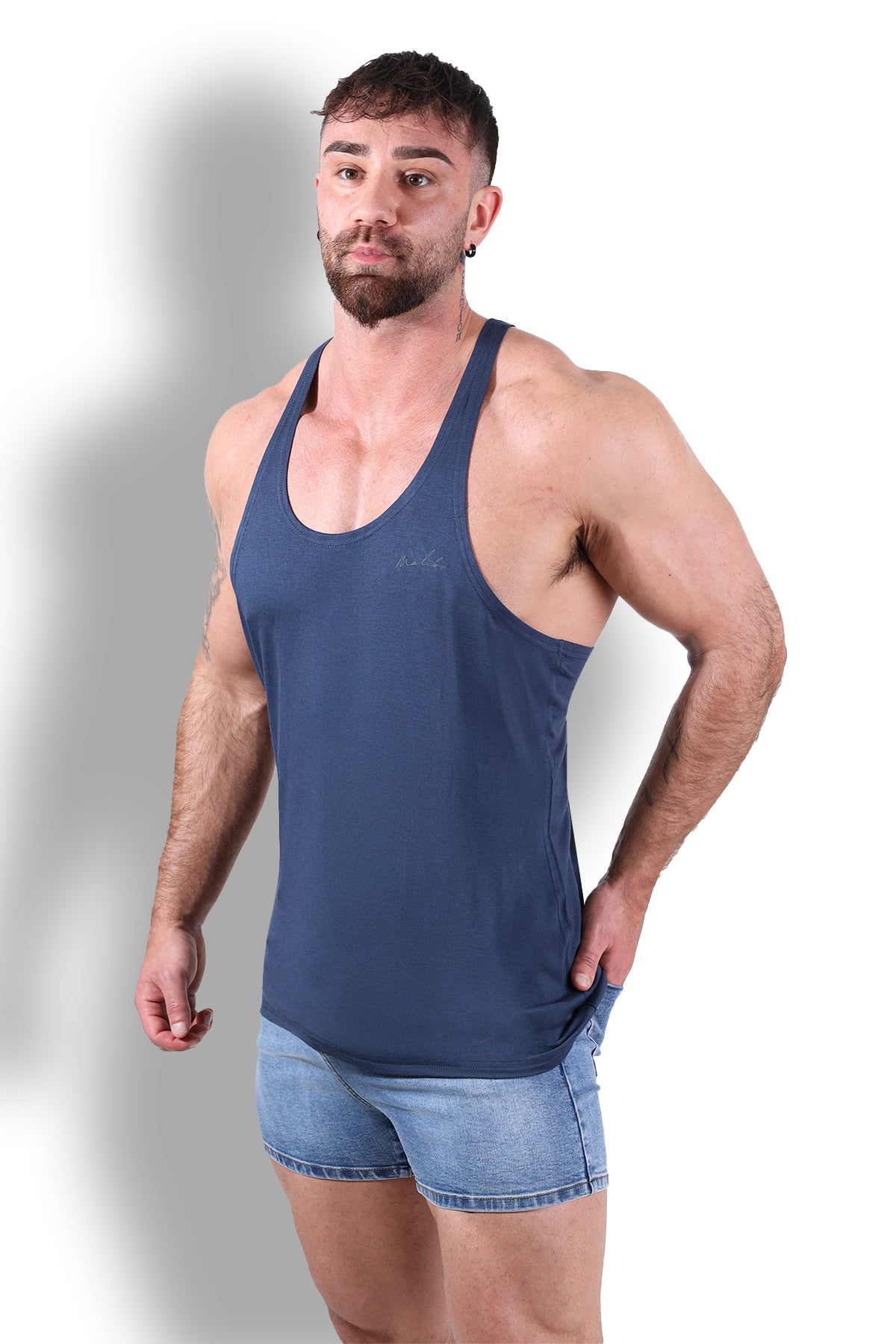 Gym Bae Classic Workout Stringer - Navy