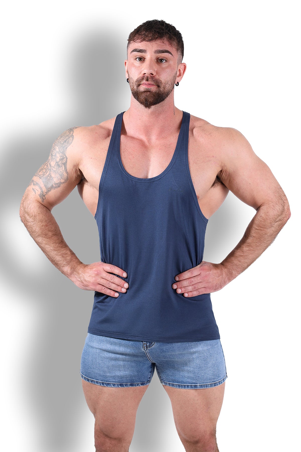 Gym Bae Classic Workout Stringer - Navy