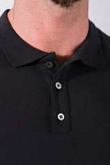 Fitted Polo Crop Top - Black