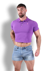 Fitted Polo Crop Top - Purple