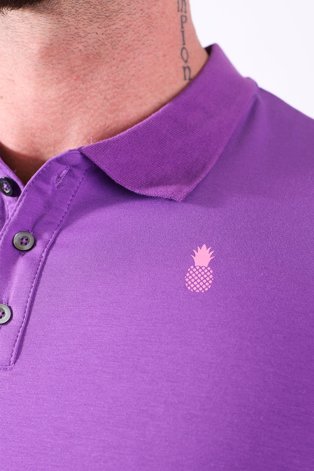 Fitted Polo Crop Top - Purple