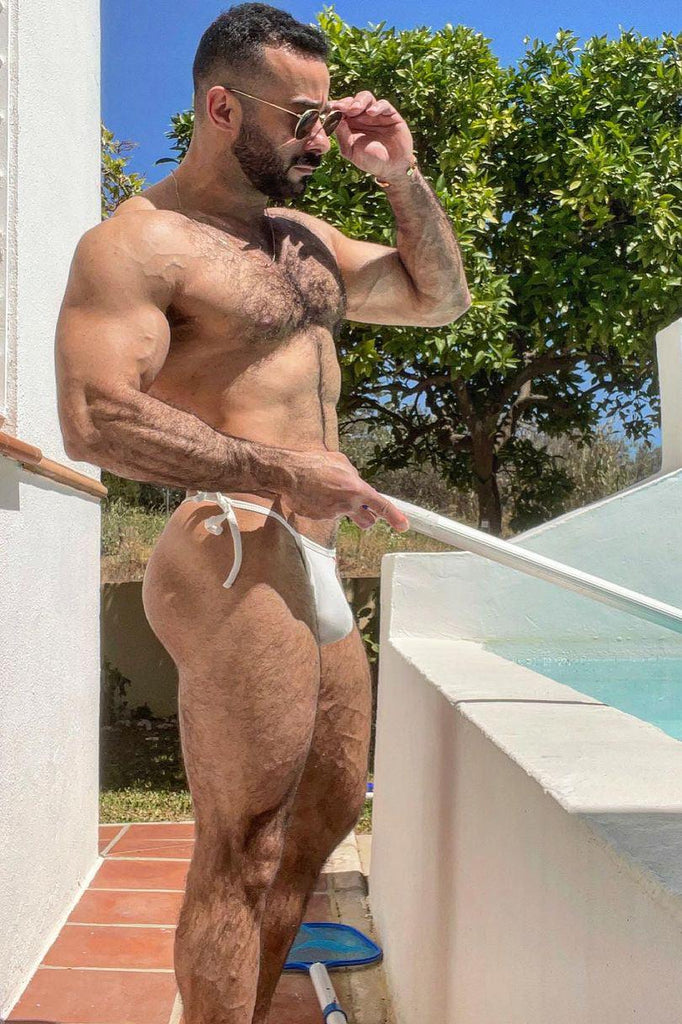 All-Tied-Up Side Tie Thong - Off White - JJ Malibu 