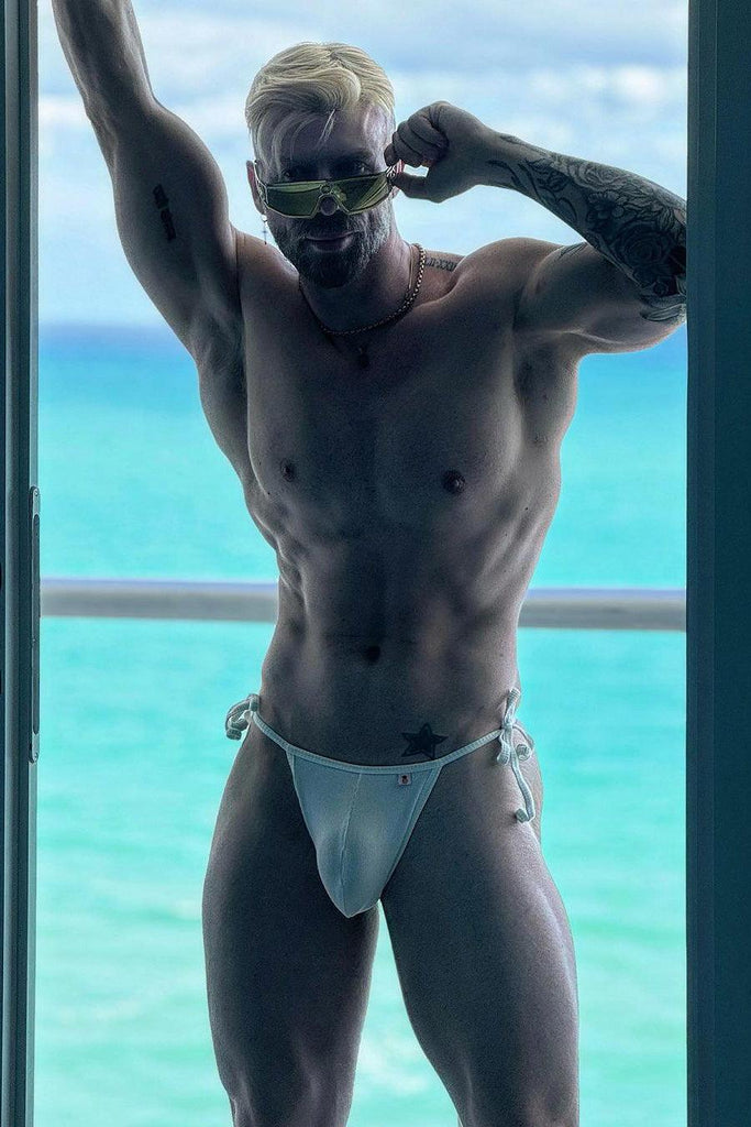 All-Tied-Up Side Tie Thong - Off White - JJ Malibu 