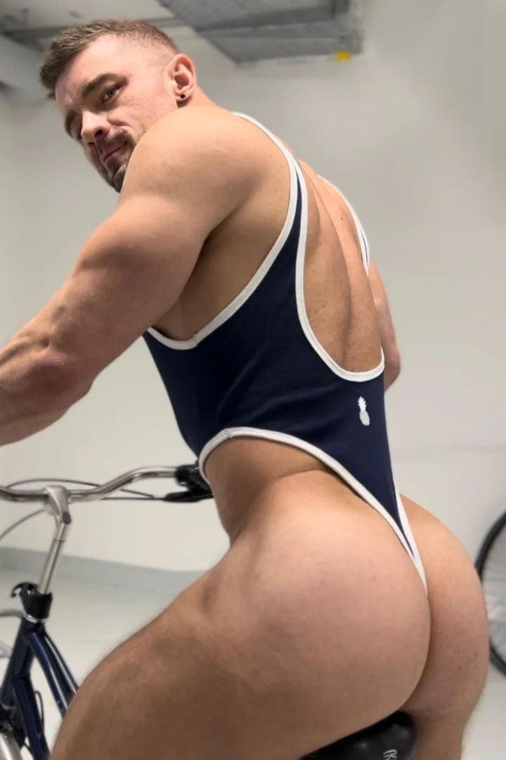 Afterglow Ribbed Bodysuit - Navy w/ White Trim - JJ Malibu 