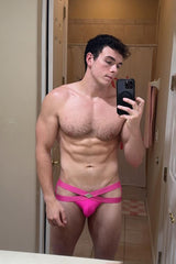 Hustler Cross Jockstrap - Neon Pink