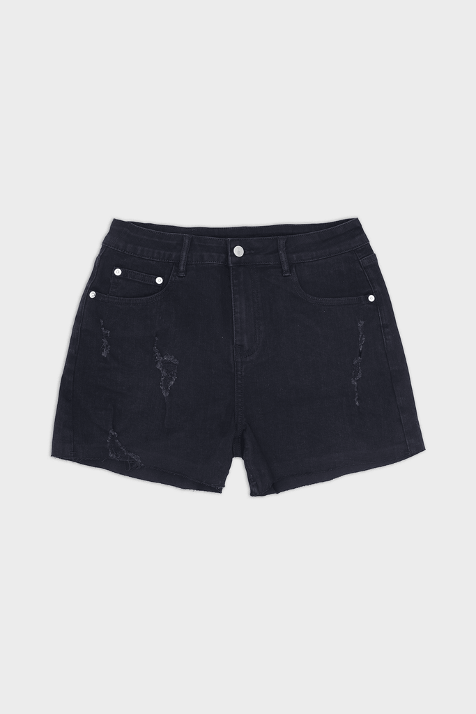 Black denim short shorts hotsell
