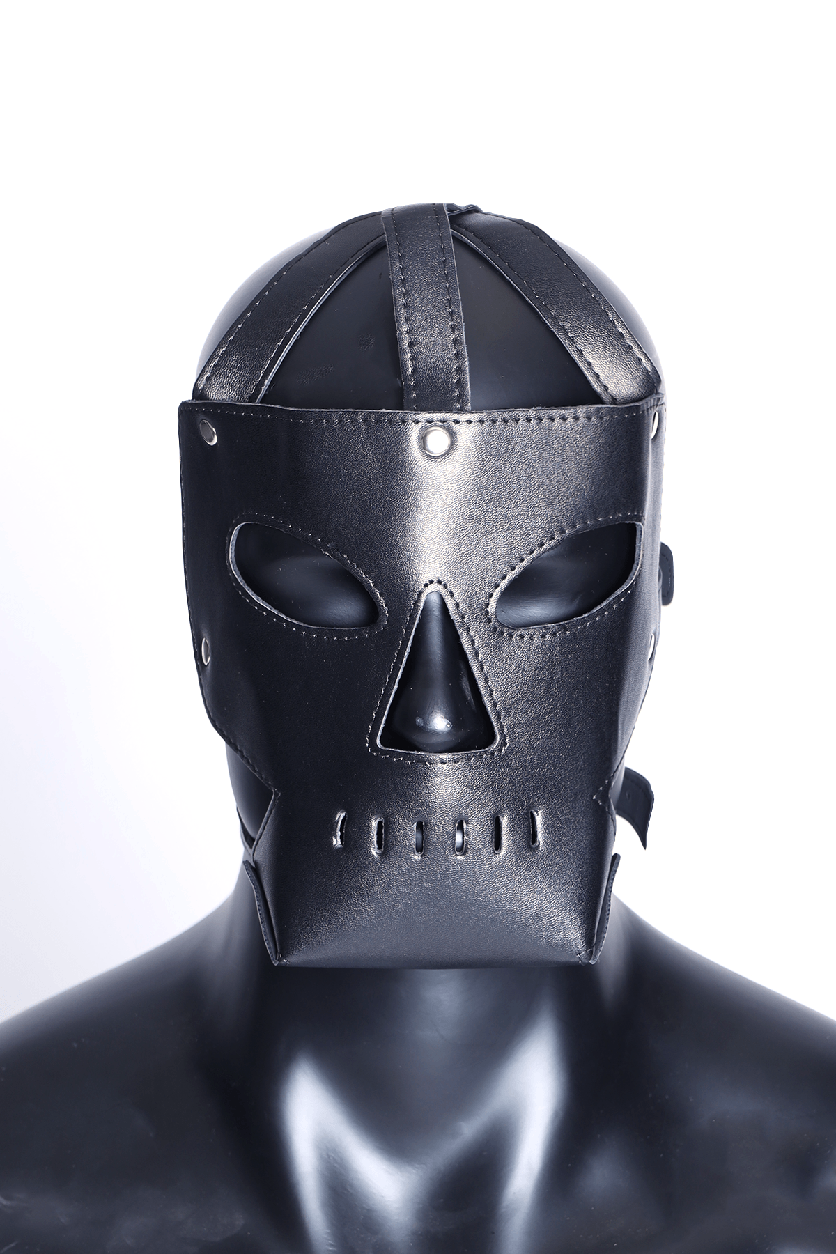 Kinky Leather Face Mask with Eye and Nose Cutouts and Breathable Mouth Cage - JJ Malibu 