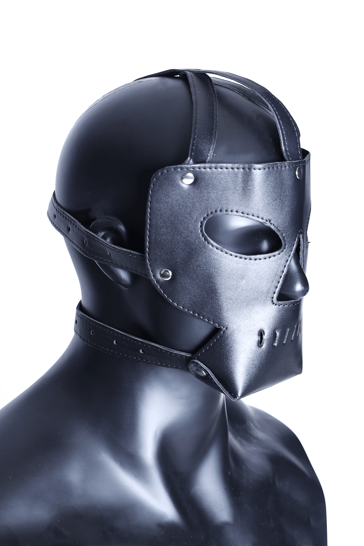 Kinky Leather Face Mask with Eye and Nose Cutouts and Breathable Mouth Cage - JJ Malibu 