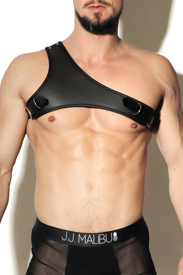 Get ready to turn some heads with this one shoulder harness, perfect for circuit parties and music festivals. Made from stretchy material, this one piece outfit can be worn by any body type and shows off your stomach in an ultra sexy way. This outfit is lightweight and will keep you cool at all times during your night out. Tags: mens big bulge, gay lingerie, gay men in lingerie, jj malibu canada