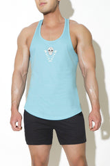 Quick-Dry Tank Top - Aqua w/ Skull Design - JJ Malibu 